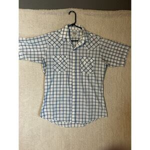 Ely Cattleman Western Shirt Mens M Multi Pearl Snap Flap Pockets Short Sleeve
